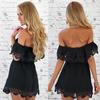 Summer Women White Lace Stitching Dress Off Shoulder Strapless Sexy Dress Slash Neck Mini Dresses