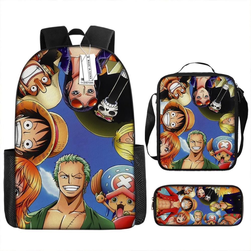 Peripheral ONE PIECE Student School Bag Cartoon School Bag Children's Backpack Three-piece Satchel