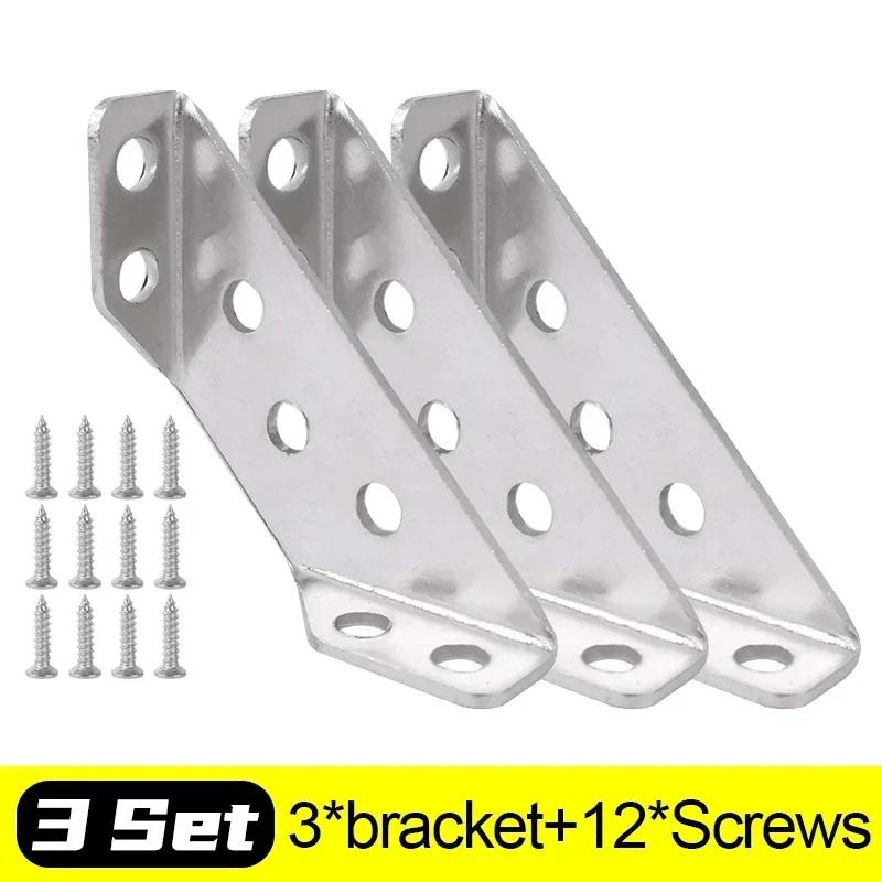 Stainless Steel Corner Brackets with Screws Furniture Corner Connector for Cabinet Angle Support Fixed Metal Brace Fasteners