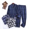 Men's Cotton Flannel Notch Lapel Pajama Set - Warm Autumn/Winter Loungewear