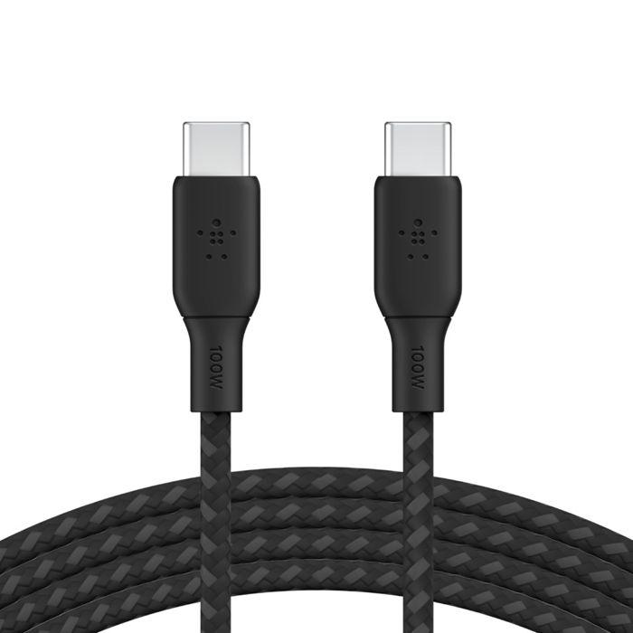 Câble usb-c - belkin - 2 m - recharge rapide - gaine tressée - compatible macbook pro
