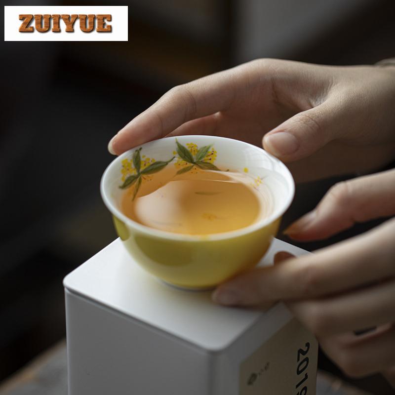 2pc/lot Hand-painted Osmanthus Teacup Ancient Tea Bowl Cute Cup Tea-tasting Personal Cup Chazhan Master Cups Tea Items Gift 90ml