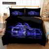 Sport Racing Car Duvet Cover Set Blue Race Car Bedding Set Full Size Boys Blue Flame Extreme Speed Sports Car Comforter Cover