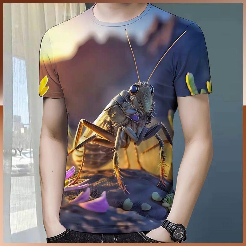 Men's Short Sleeved T-shirt Summer Hot Item Insect Butterfly Series High-end Digital 3D Printed Pattern 3D Three-dimensional Top