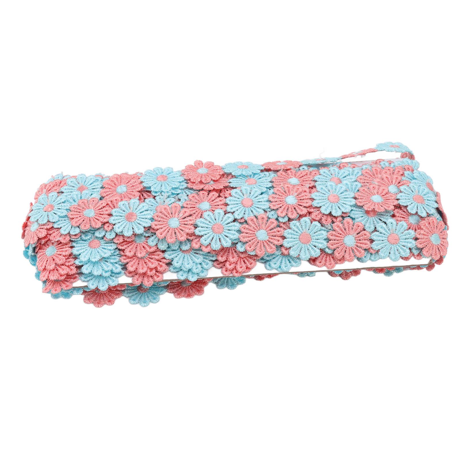 Кружевная тесьма с ромашками 15 ярдов Изысканная красивая кружевная ткань для DIY поделок, упаковки подарков порошок синий