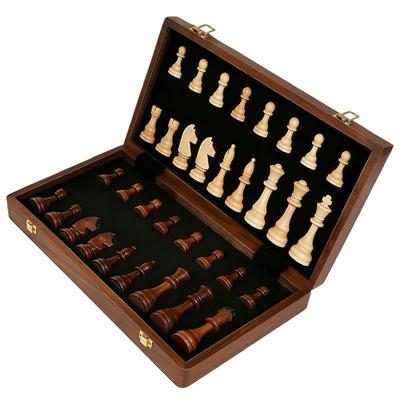 Pekaro International Chessboard, Wooden Folding Chess Set with Integrated Storage Box, Perfect Gift for Adults and Children, Family Fun, Educational