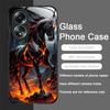 Creative Flame Black Horse Pattern Tempered Glass Phone Case for OPPO Realme 14 13 Pro Plus 12 11 10 Neo 3 X7 PRO C75 C55 Cover