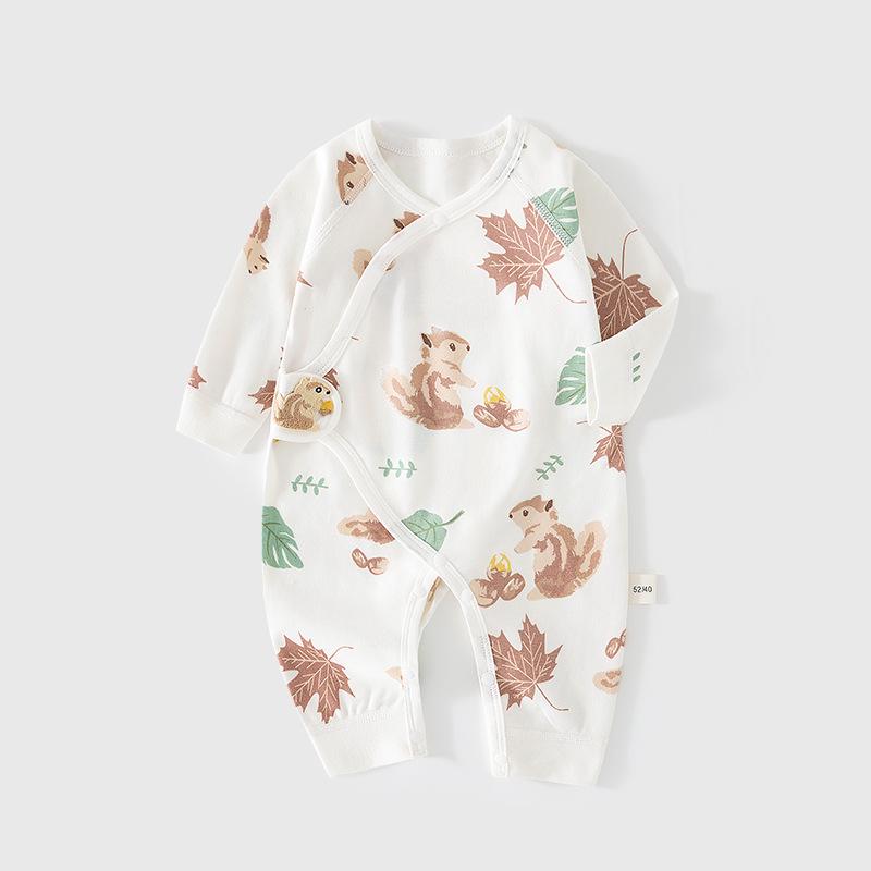 

Newborn Cotton Velcro Onesie: Bone-Free Harem Romper for Autumn/Winter 59cm