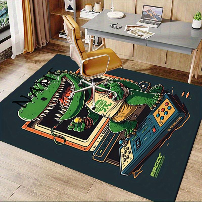 Crocodile, Retro, Gaming Office Carpet Soft Polyester Entrance Carpet Washable Non slip Machine Wash
