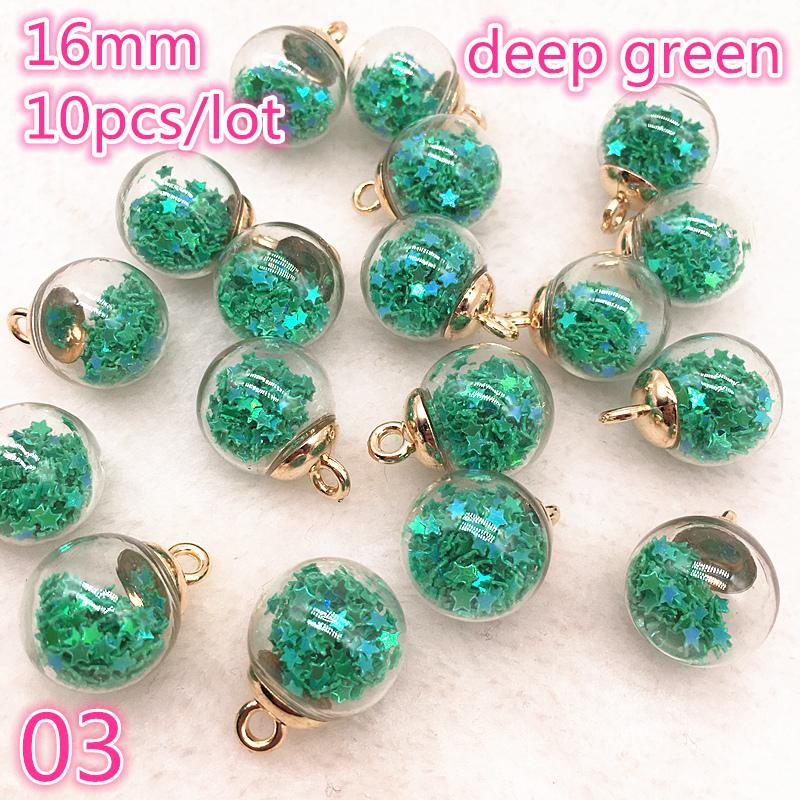New 16mm Colorful Transparent Ball Glass Star/Round Charms Pendant Find Hair Accessories Jewelry Charms Earring