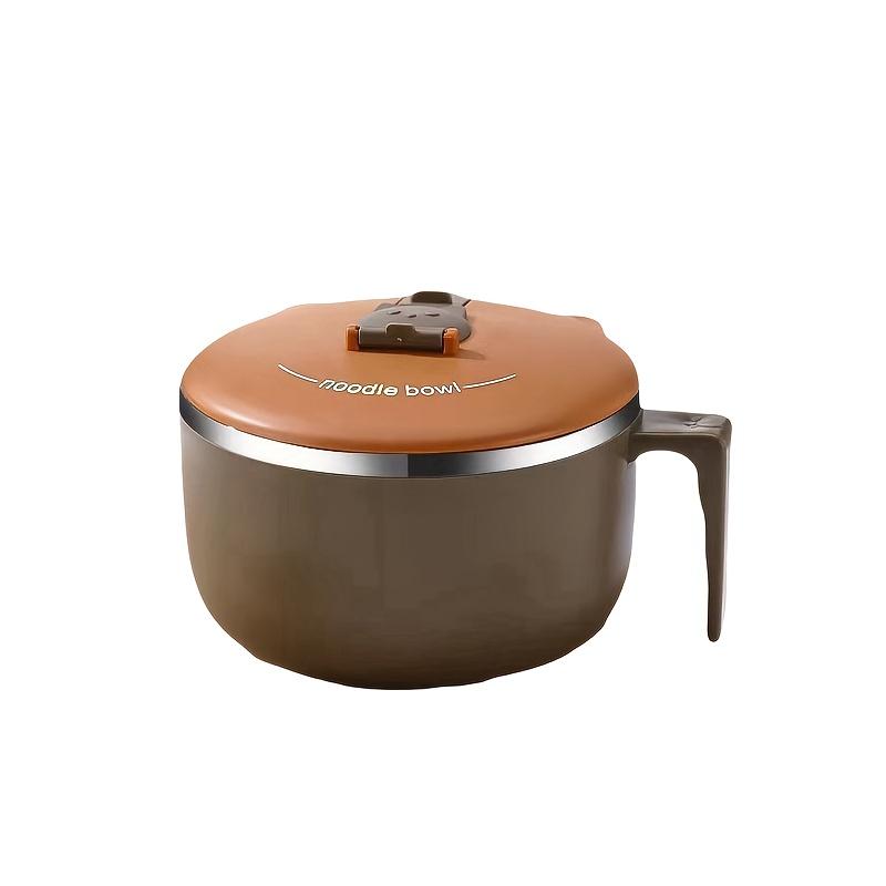 1300ml Stainless Steel Noodle Bowl with Lid Rust Resistant, Round, Ideal for Dorms Restaurants, Perfect for Serving Noodles and Rice