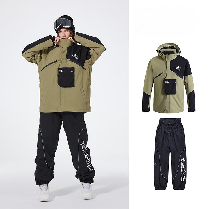 Herren- und Damen-Skianzug Outdoor Winter Warm Snowboardanzug Wasserdicht Winddicht Skijacke und Hose Set Übergröße Atmungsaktiv Isoliert Schneeanzug