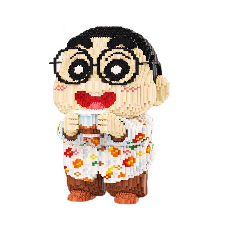 Officially Licensed Crayon Shin-chan Family Building Blocks: Chinese Style Tea Ceremony Educational Set for Kids and Adults