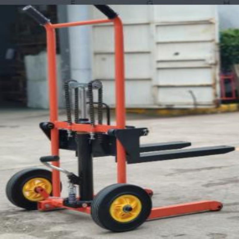 Foldable Hydraulic Material Lift Winch Stacker Pallet Truck Dolly Fork Lift Table Cart Pallet Jack Removable Platform Adjustable