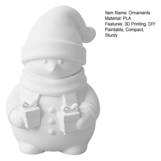 Christmas Snowman Ornaments 3D Printed Figurine Holding Gift Boxes, DIY Paintable Creative Parent Child Handmade Art Ornament, Cute Winter Desktop