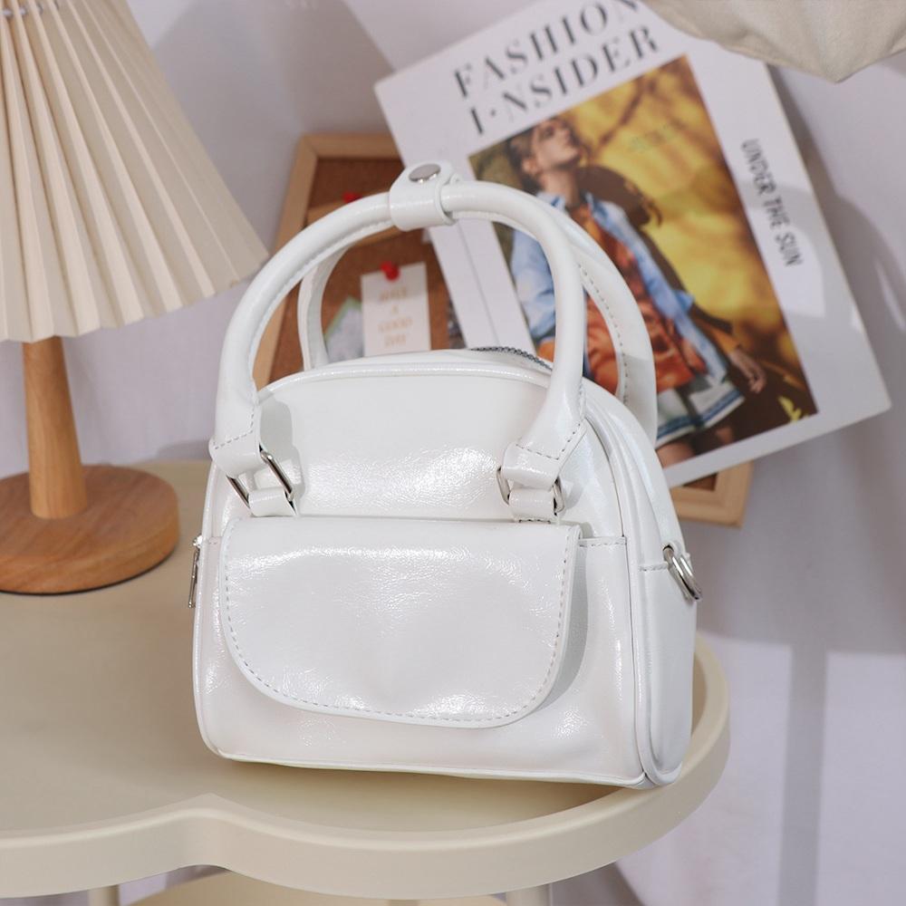 Shoulder Bag PU Bowling Bag PU Leather Boston Bag Fashion Silver Handbag Shopping