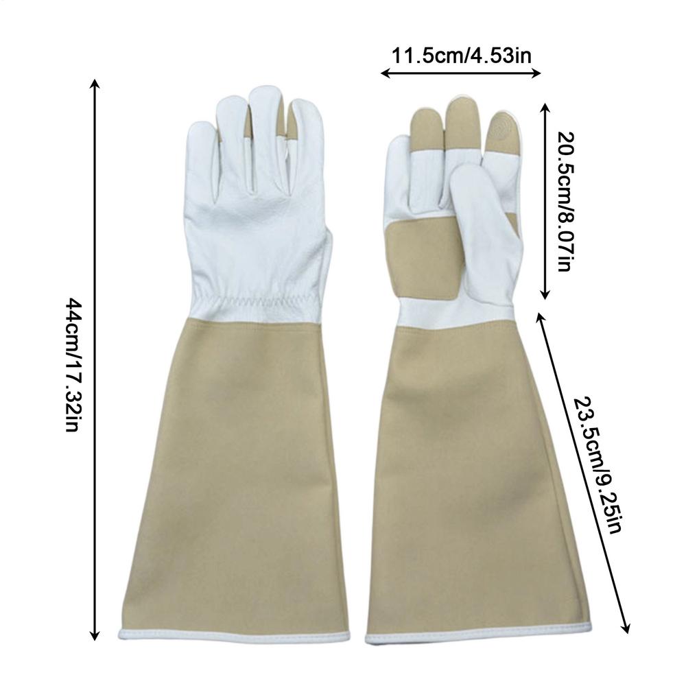 

1 Pair Long Thorn Proof Gardening Gloves Wear resistant cowhide waterproof Working Mitten Protection Elbow Gloves Garden Gift L хаки