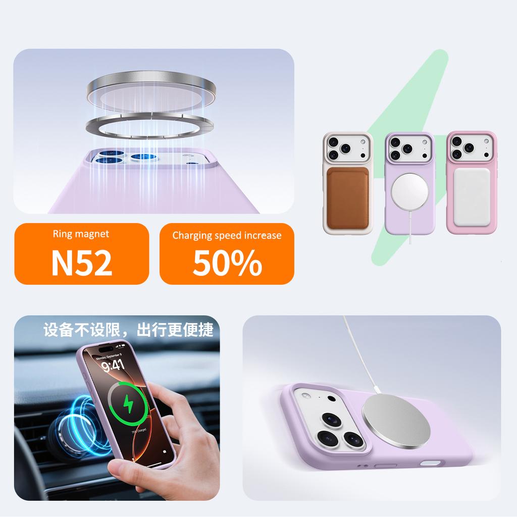 Support Magnetic Wireless Charging Silicone Case for iPhone 17 16 15 14 13 12 11 Pro Max Soft Shockproof Cover for 14 15 16 Plus