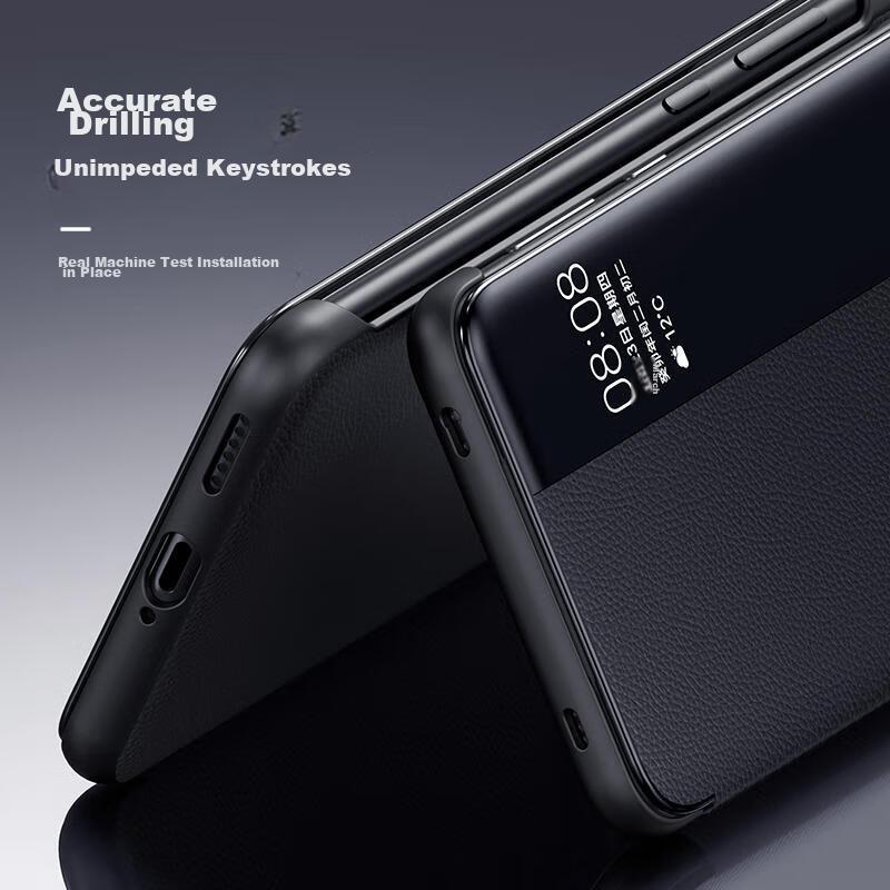 Case for Huawei Mate60 Pro And Mate60pro+, Protective Cover, Full Protection, Slim Flip Case with Smart View Window And Sleep/Wake Function, Black