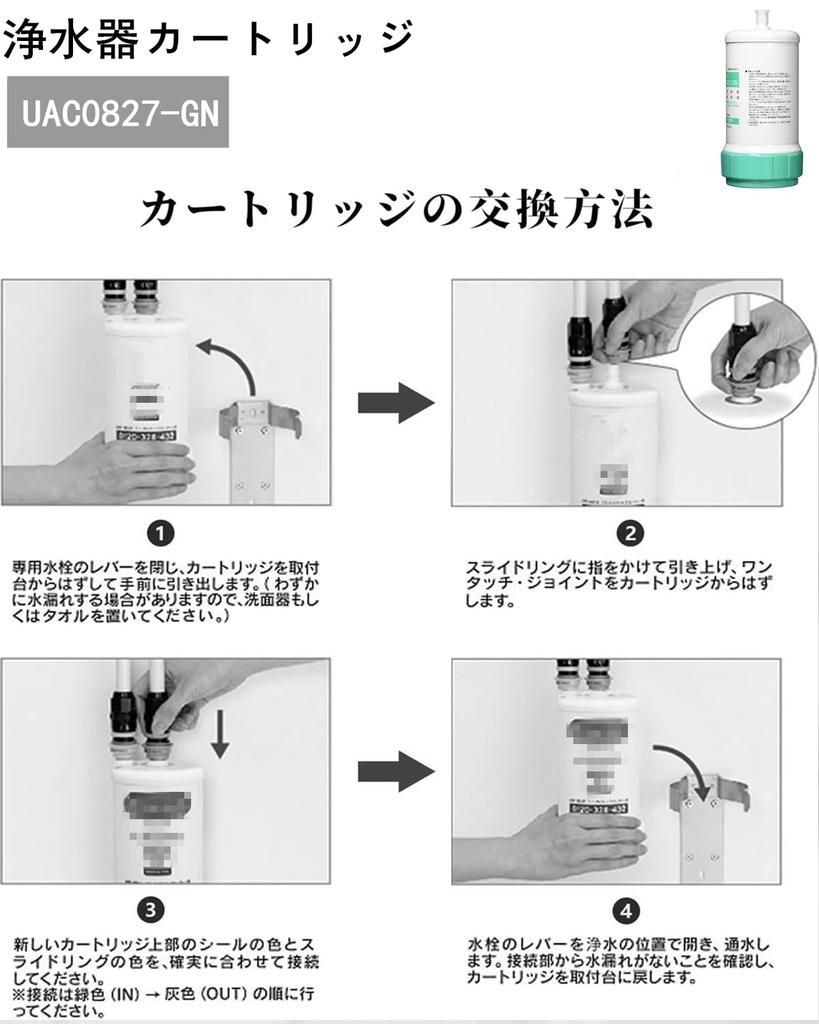 Water Purifier Cartridge with Substance Undersink Cartridge Compatible Product UAC0827-GN [Compatible UZC2000, UC17021, UNC1000, BUC12001] [17+3