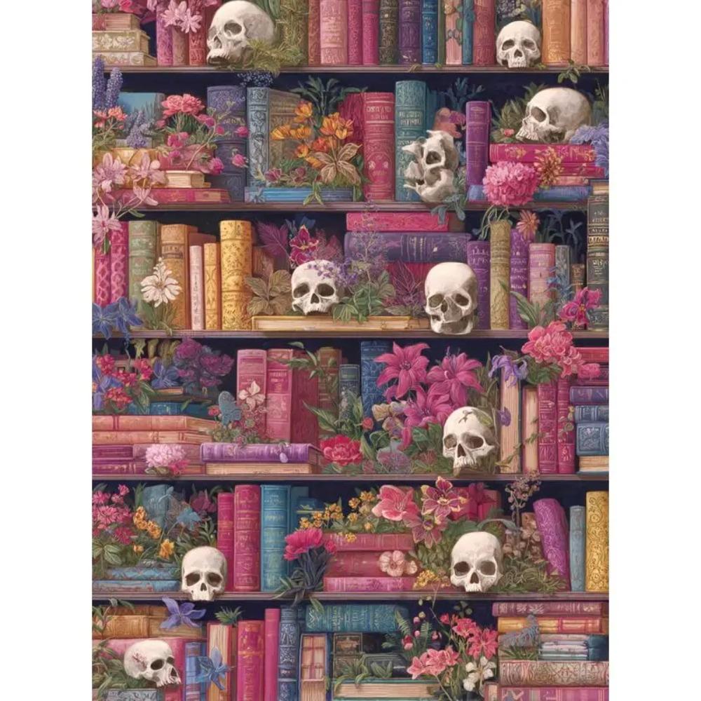 CHENISTORY Paint By Number Skull bookshelf Hand Painted Painting Art Drawing On Canvas Gift DIY Pictures By Numbers Kits Home De