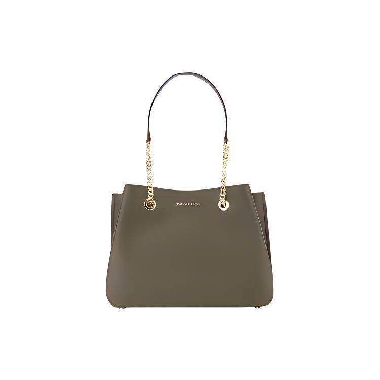 

Michael Kors Teagen Logo Chain Large Capacity Solid Color Commuter Leather Shoulder Tote Bag Women bags Green 35S0GXZS7L-DUFFLE Basic Set (Bag+Dust Bag)