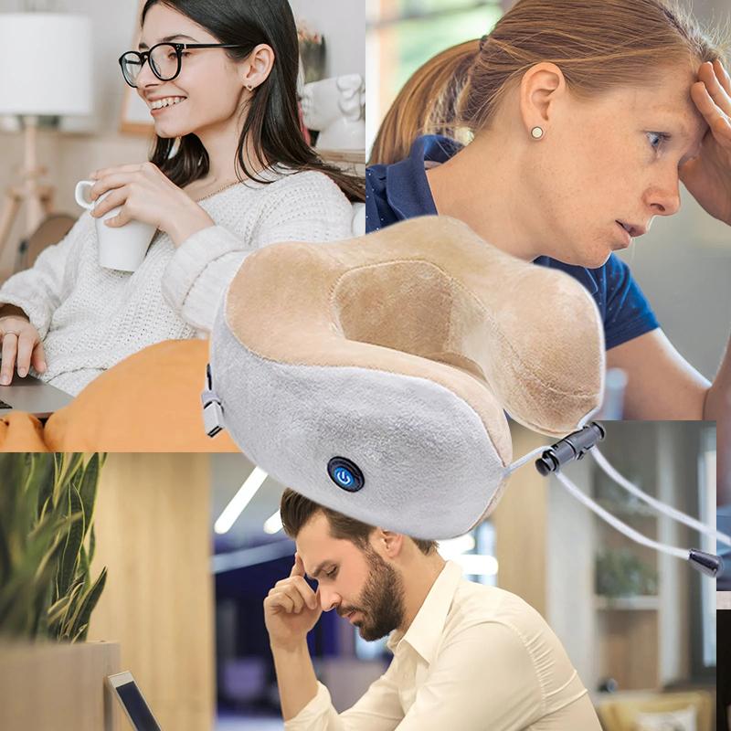 Electric Massage Pillow Neck Relaxation Tool U-shaped Fits the Neck Suitable for Travel Home Massage Single Button Operation