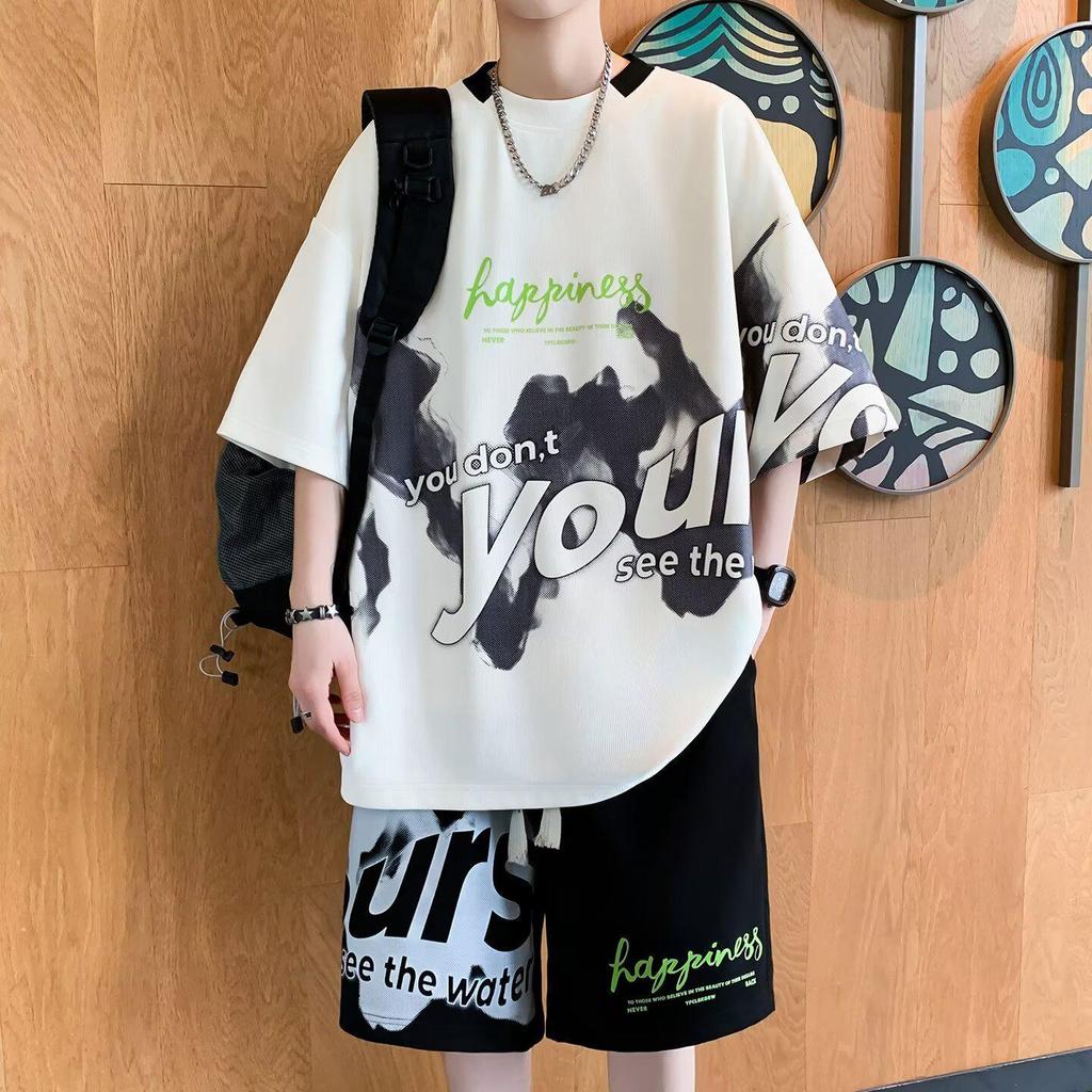 Men's Summer Casual Sports Suit: Teen Fashion Short Sleeve & Shorts Set