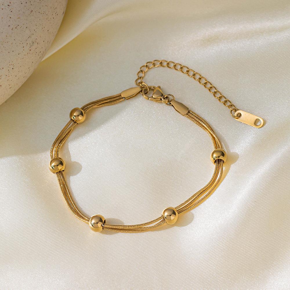 

Браслет из 18-каратного золота с маленькими бусинами, золотая цепочка, браслет, женский модный тренд, взрыв знаменитостей в Интернете