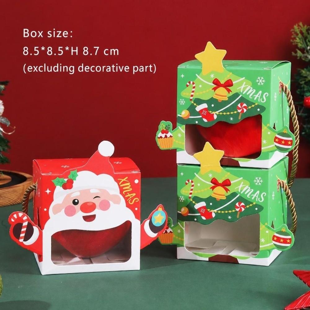 5pcs Carry Handle Cookie Packaging Box Cardboard Party Favor Box For Christmas Party