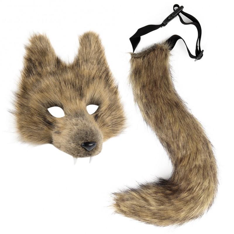 Handmade Wolf Mask Tail Set Halloween