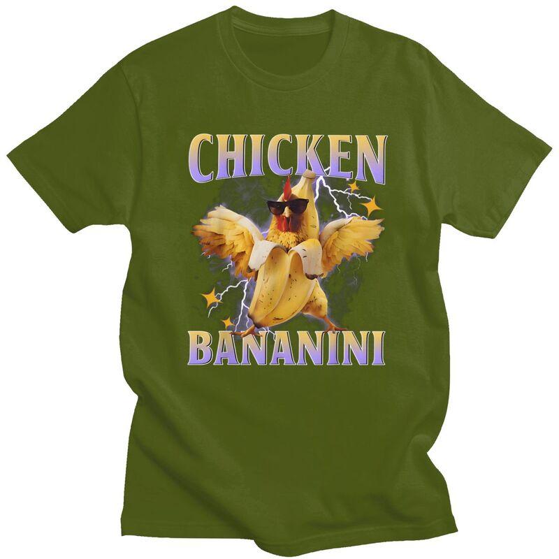 Male Chicken Bananini Italian Brainrot Meme T Shirt Short Sleeve 100 Cotton TShirt Novelty Loose Oversized Streetwear Clothing