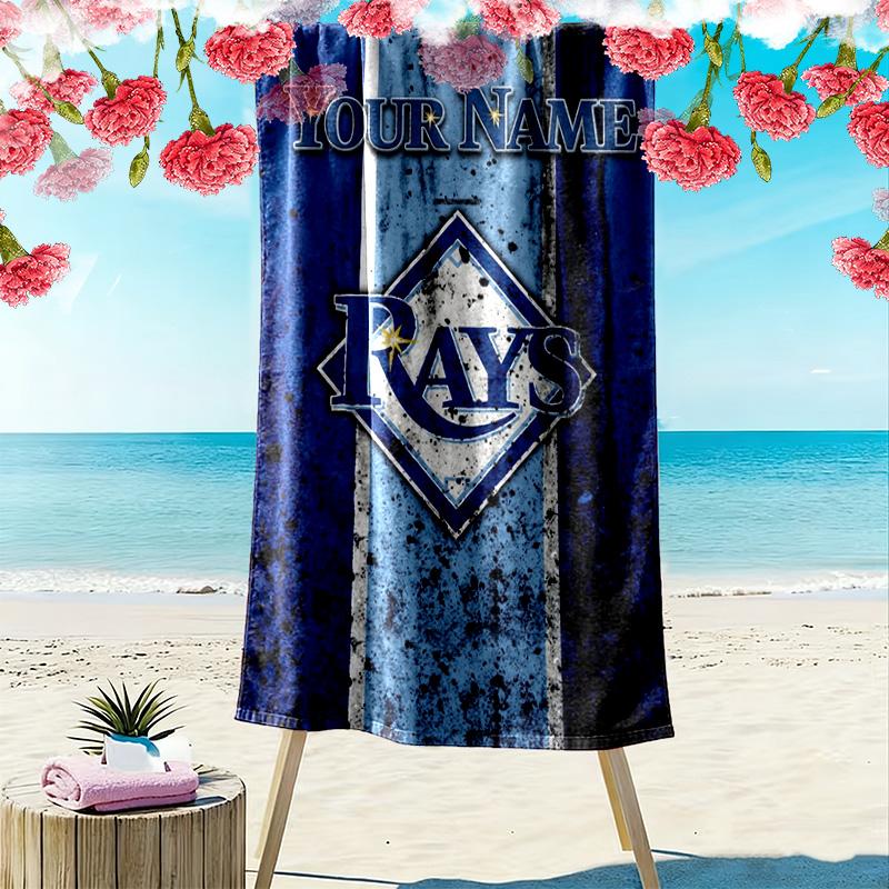 Name Custom Tampa Bay Rays Print Beach Towel, Large Soft Quick Dry Towel for Beach Camping Swimming