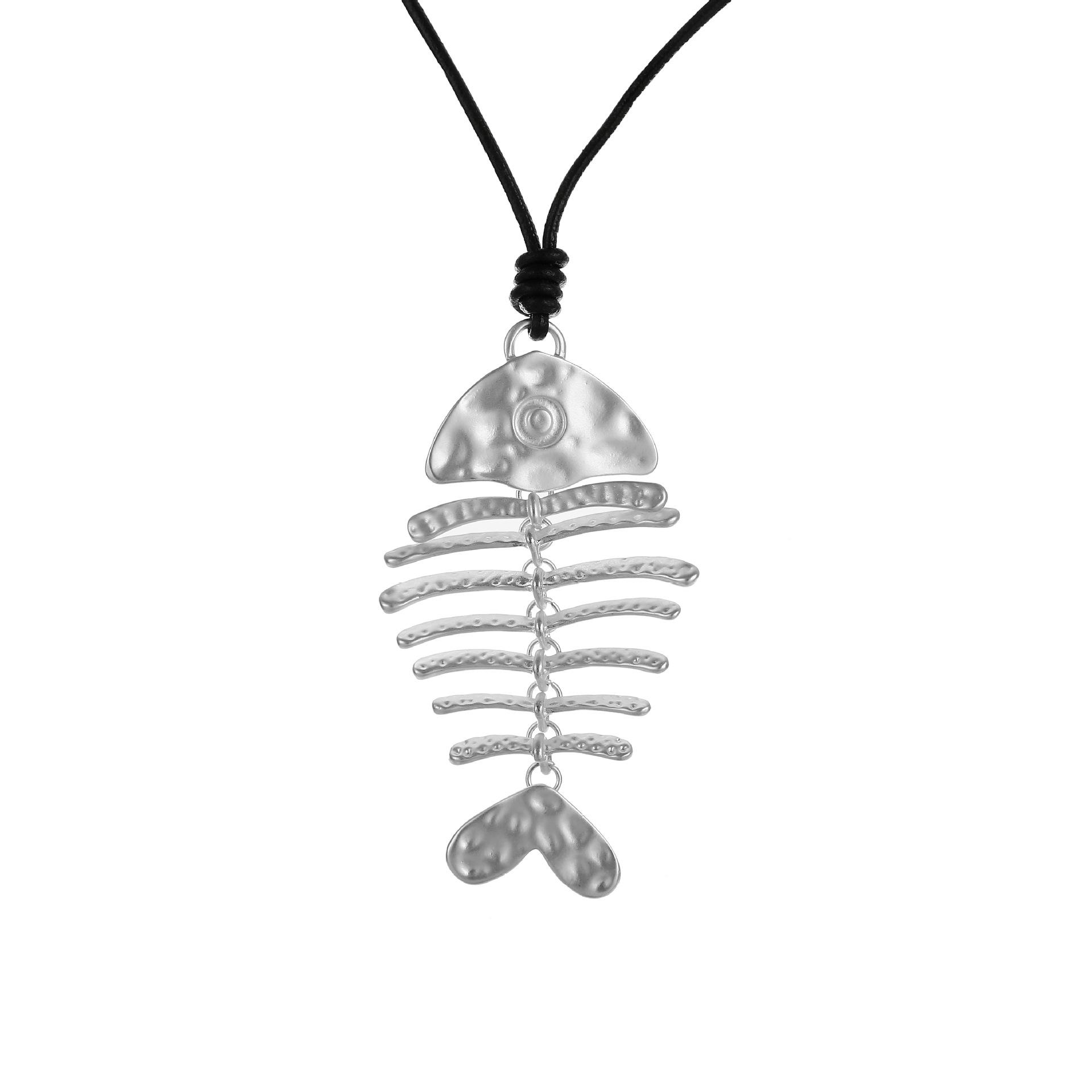 Accessories Fashion Geometric Fish Pendant Long Necklace Women S Metal Sweater Chain