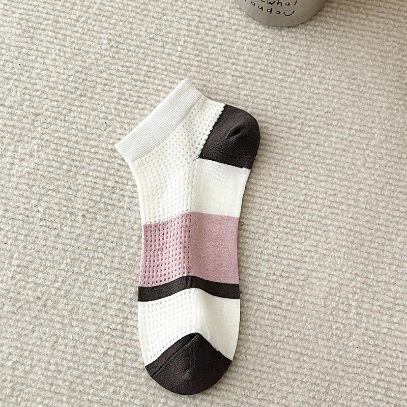 

Женская весенне-летняя розовая мода Все виды дезодоранта Удобный досуг Нескользящие Не падают с сетчатыми носками 1 pair розовый/белый