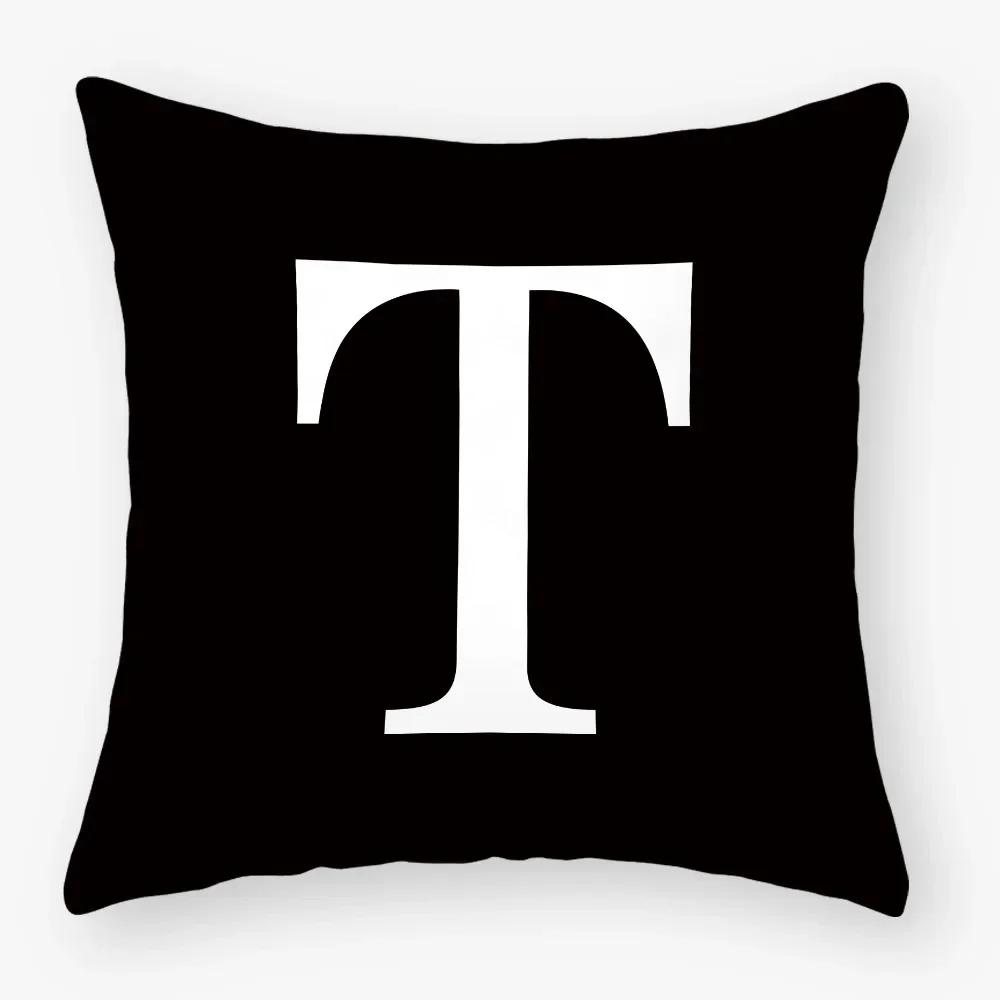 Black White Letters Sofa Decorative Cushion Cover Pillow Pillowcase Polyester 45*45Cm Throw Pillow Home Decor Pillowcover