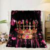 Pink Crown Sparkle Majesty Blanket Flannel Blanket for bed, sofa, Camping, Hiking, Picnic Essentials, gift for family Fan gifts