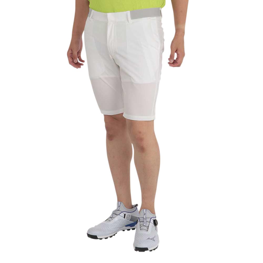 Mizuno Nexlite Stretch Hero Golf White Shorts, Water-Repellent, Easy-to-Move Design, Men's (E2MFB032)
