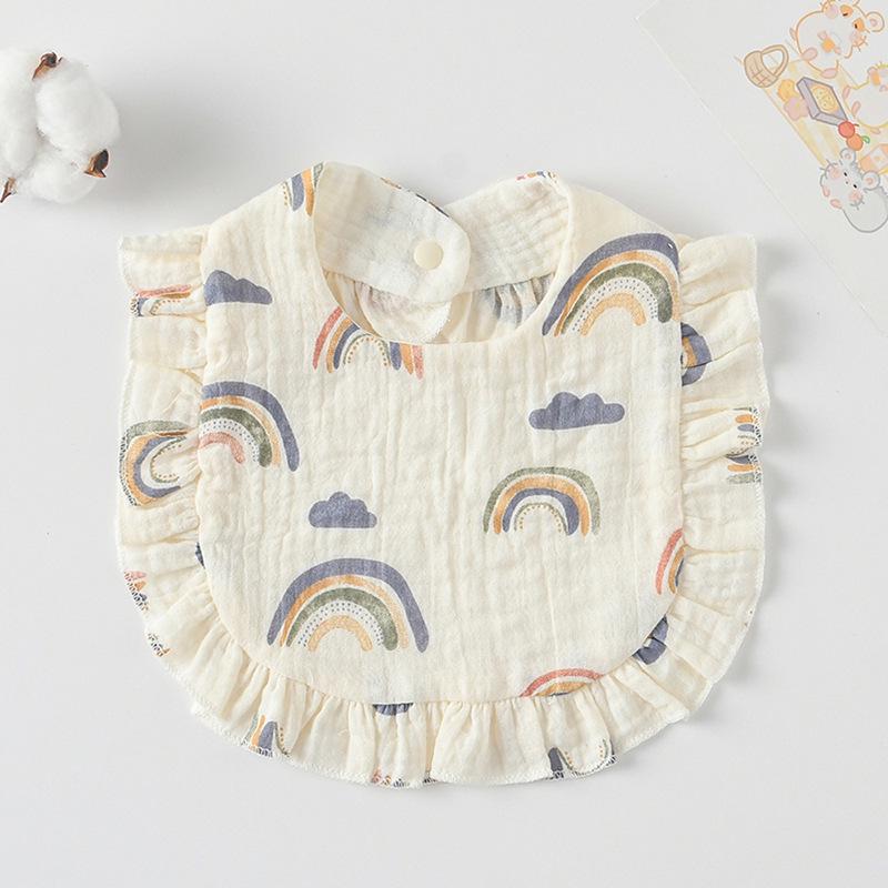 Ruffle Baby Drool Bibs: Pure Cotton Printed Lace Bibs