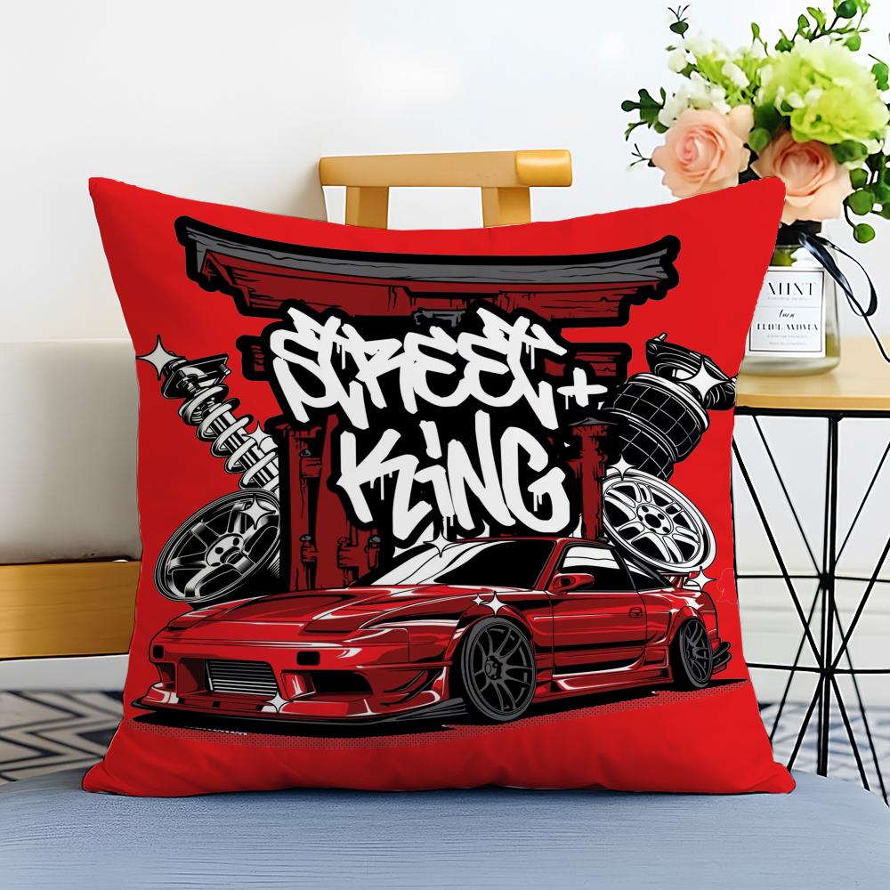 sports car illustration Cushion Cover Washable Linen comfort Soft  for Sofa Bed Cozy Home Room Decor