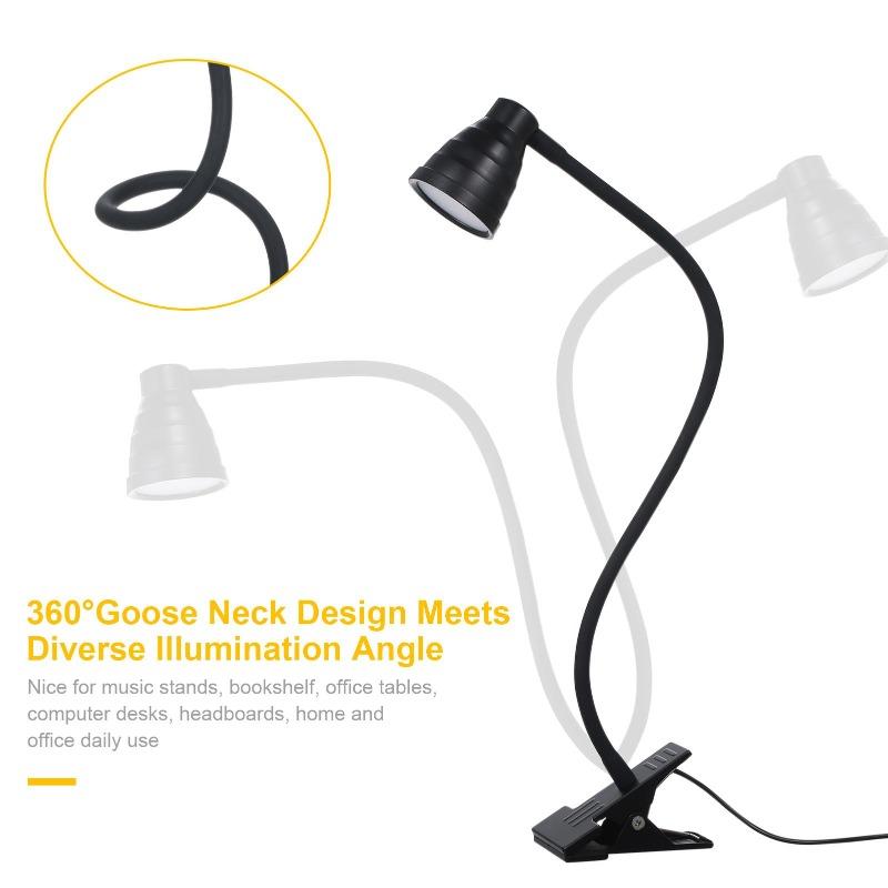 1Pc LEDs Table Desk Lamp Reading Beside Light Clamp  Lighting Fixture USB Powered