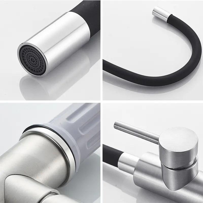 Universal Swivel Black Hose Kitchen Faucet Kitchen Sink Faucet Sink Tap Mounted Deck Bathroom  And Cold Water Mixer Crane
