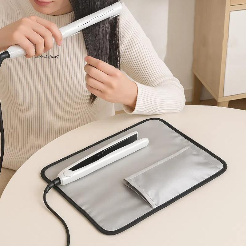 Heat Resistant Flat Iron Case Travel Hair Straightener Mat & Pouch Curling Iron Holder Organizer for Hair Styling Tools
