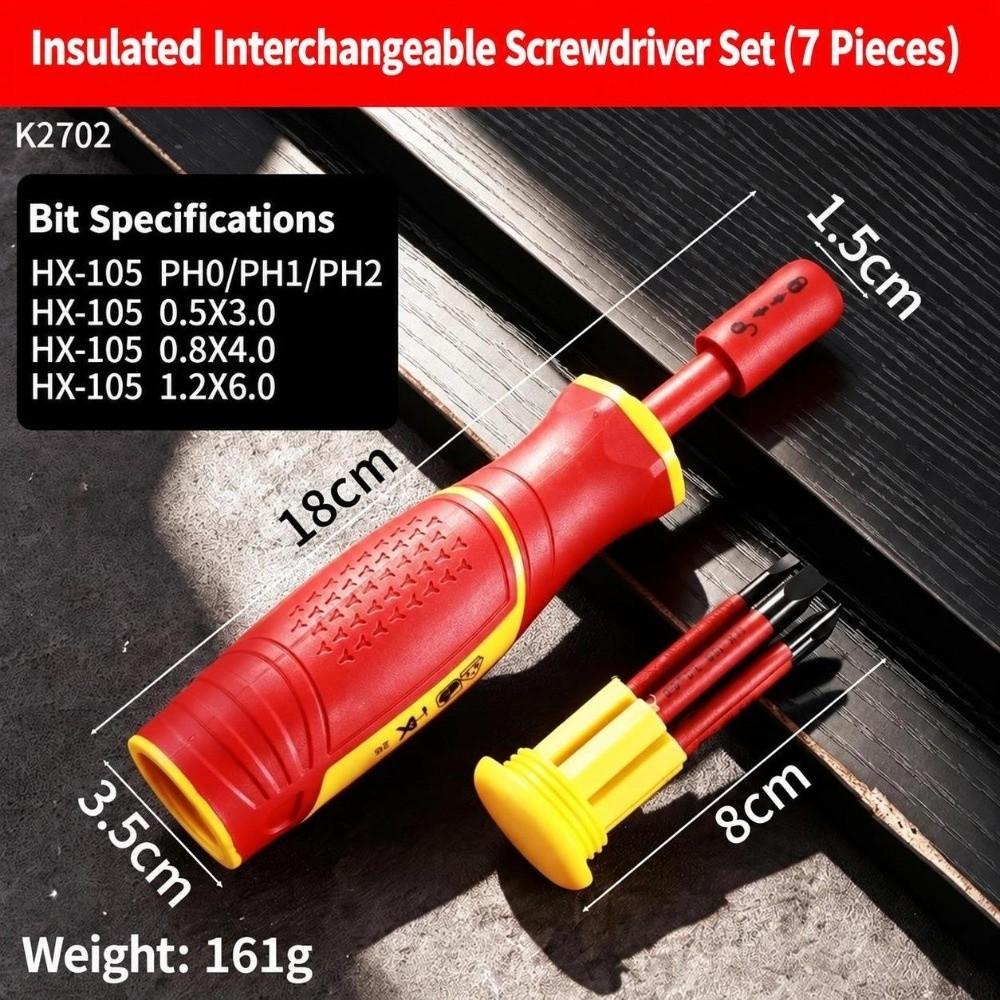 Interchangeable Bits Insulated Screwdriver Set for Electrical Repair and Hardware Maintenance