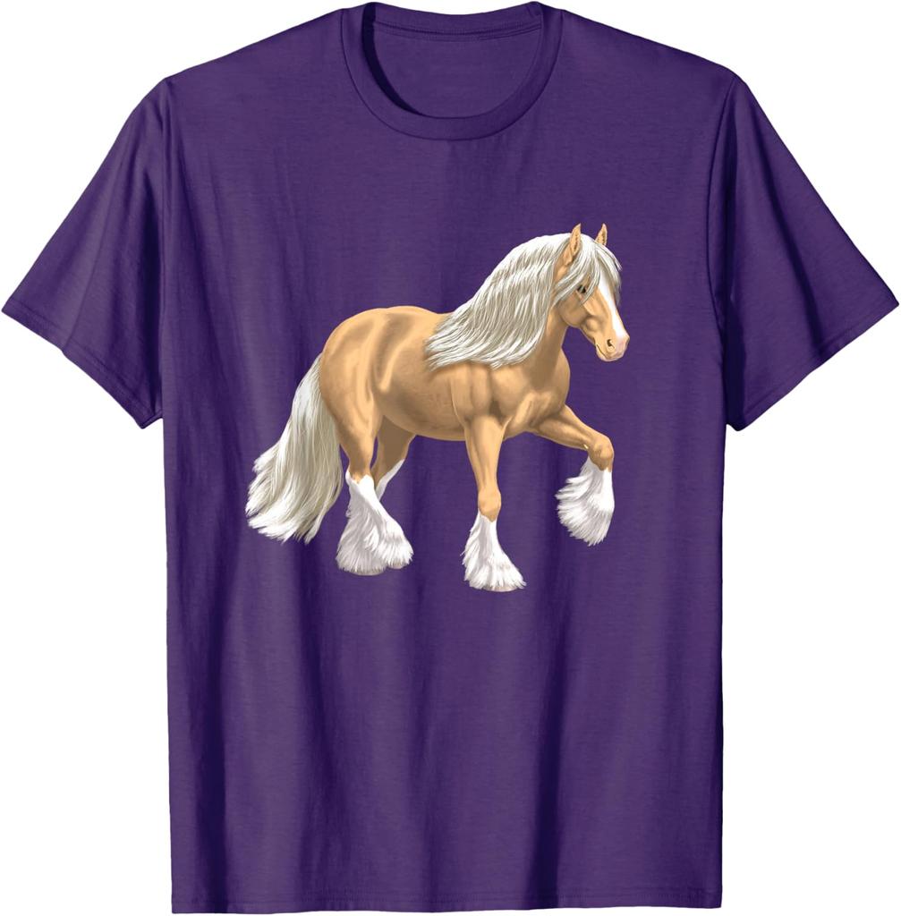 Cob Tinker Horse Graphic Print Round Neck Casual T-Shirt Breathable Lightweight Tee