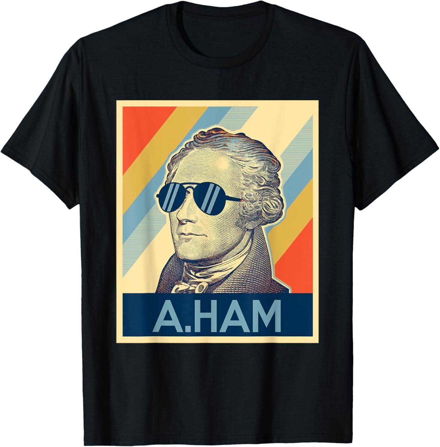 Hamilton tshirt wearing sunglasses T-Shirt Mens Womens Tees Top L