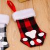 Christmas Cute for Cat Paw Plaid Tree Stocking Family Gather Party Decor