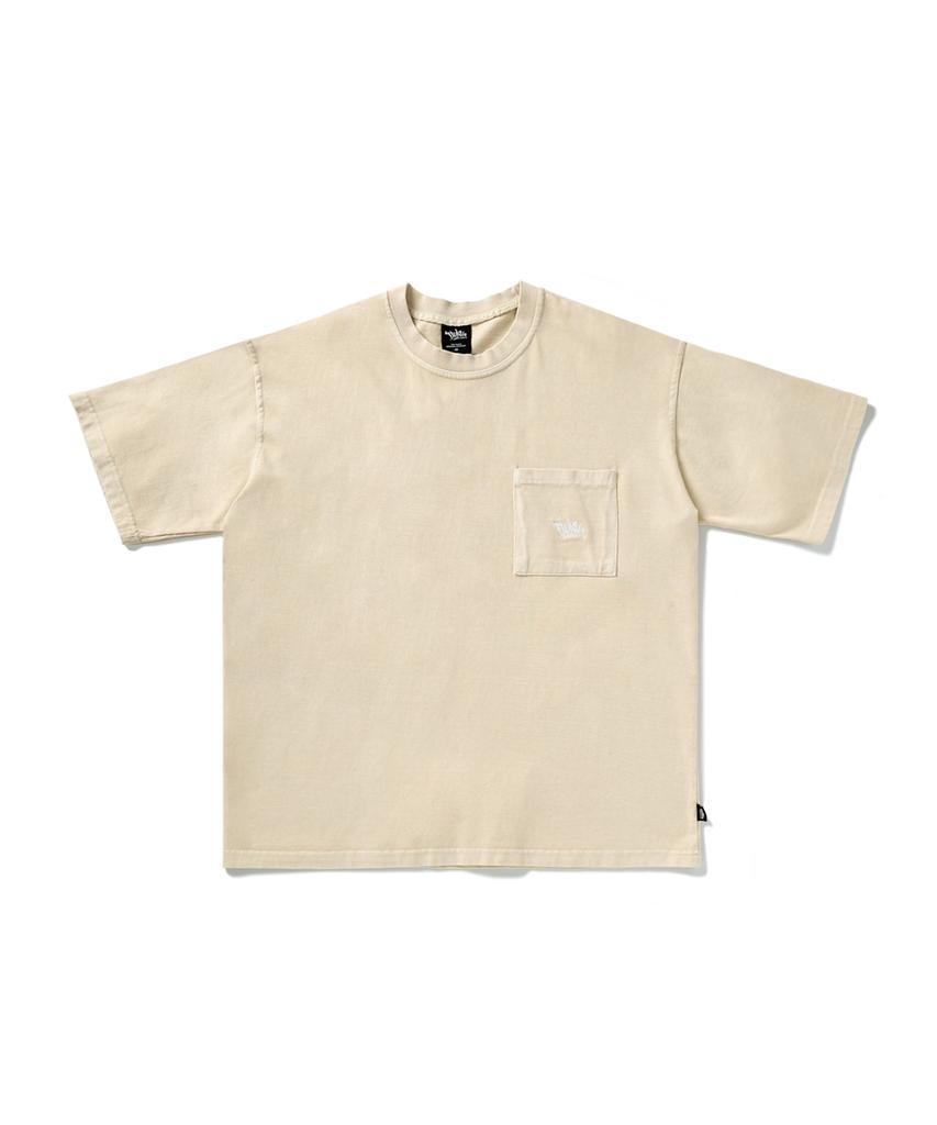 Peullukeu Slam Logo Pigment Pocket Short Sleeve T-Shirt Light Beige Fst401