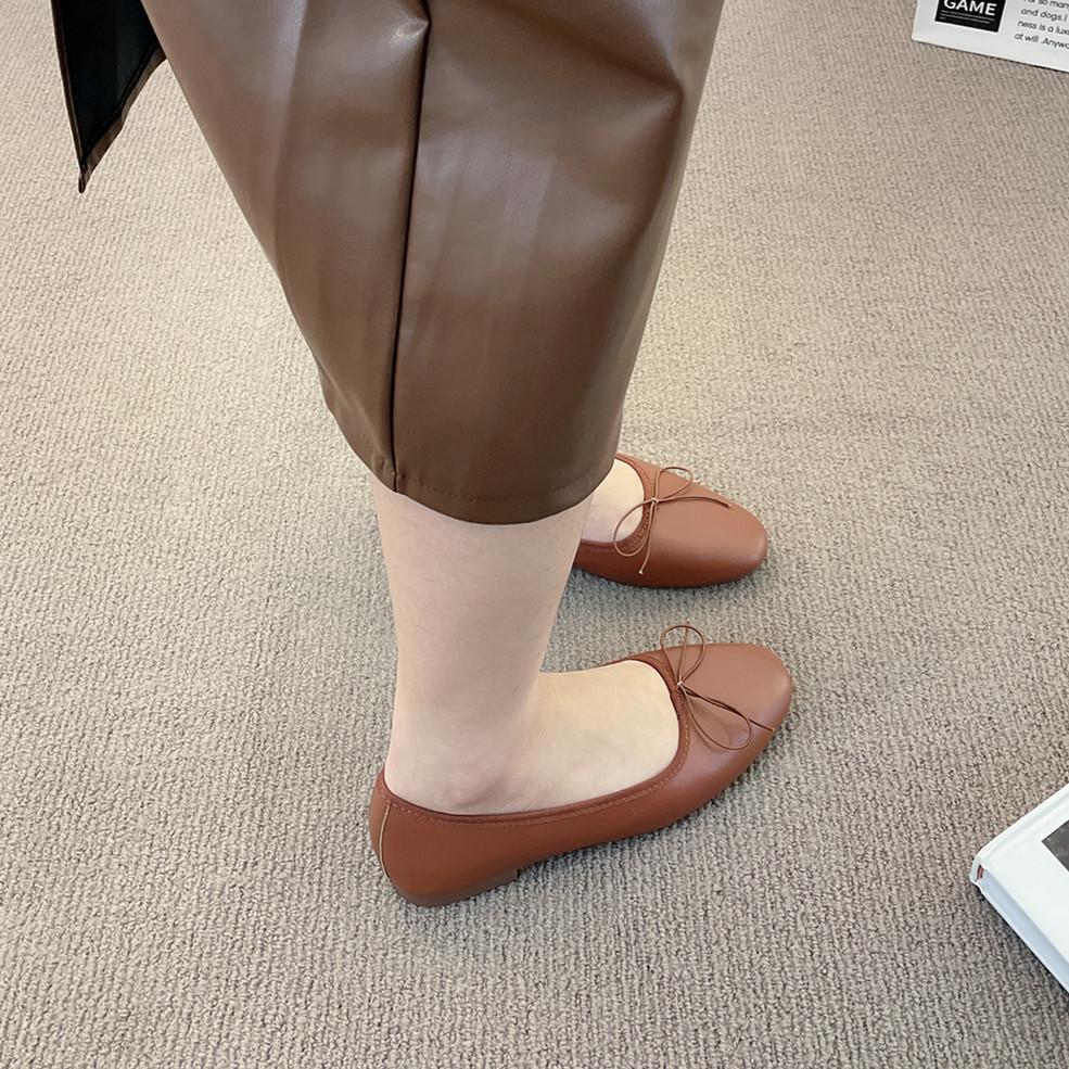 Fashion Bailamos Fashion Bow Tie Flats Ballet Shoes Women Female Ballet Round Toe Shallow Cut Ballerina Soft Moccasin Dress Shoes Zapato