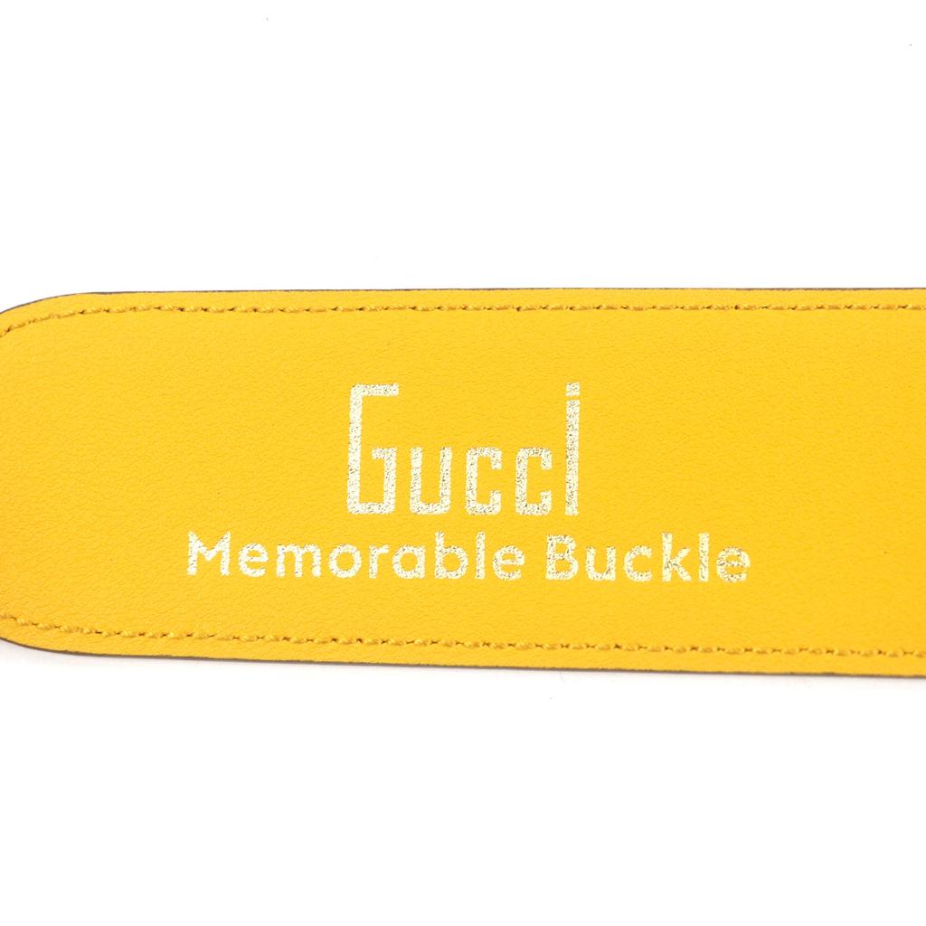 Excellent GUCCI Belt G Logo Buckle Leather Yellow Blue Leather Mens 709954 Used